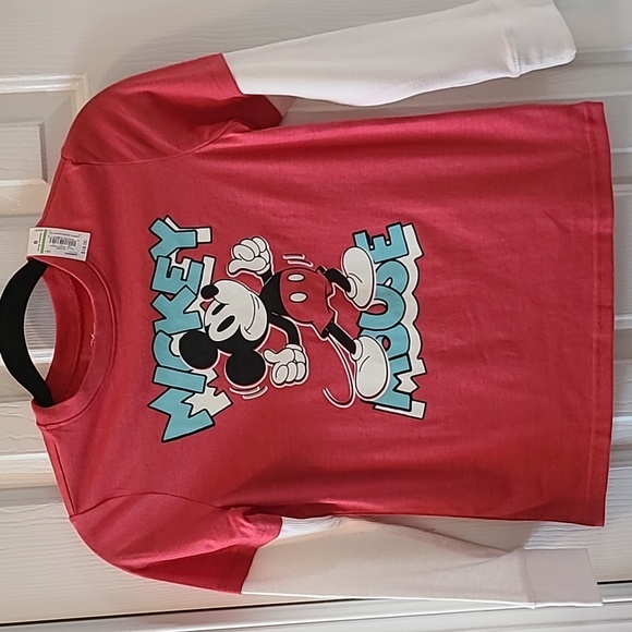 JUMPING BEANS BOYS RED MICKEY MOUSE THERMAL LONG SLEEVE "SKATER" TEE SIZE 8 - Picture 2 of 8
